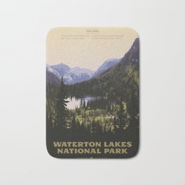 Waterton Lakes National Park Badematte | Alpine, Watertonlakes, Mountain, Typography, Travel, Poster, Canada, Vintage, Alberta, Graphicdesign 