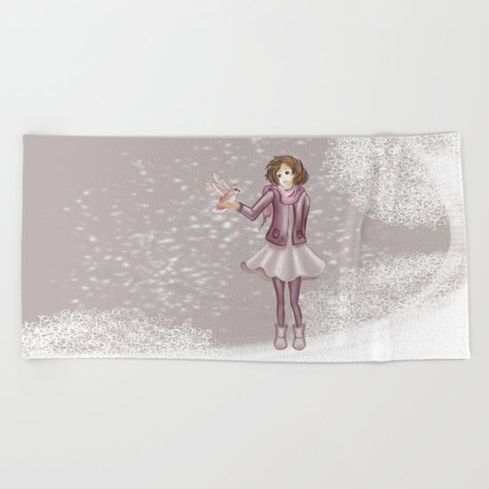 Snow Girl Beach Towel