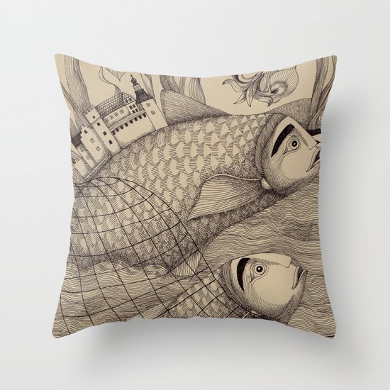 The Golden Fish (1) Throw Pillow