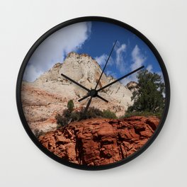 Red And White Rocklayers Of Zion Park Wall Clock