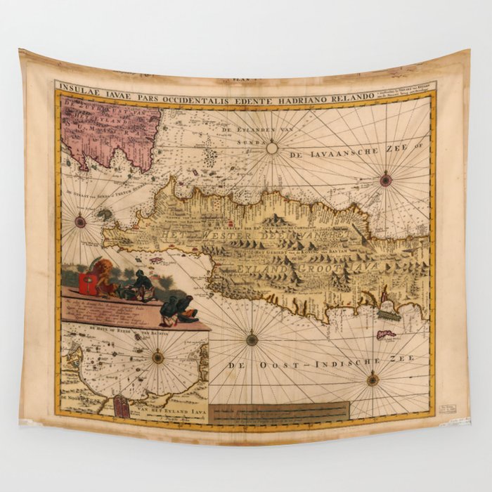 Map of Indonesia (c 1710) Wall Tapestry by The Arts  Society6