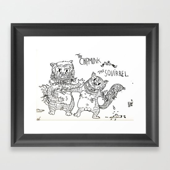 Squirrel vs Chipmunk Framed Art Print