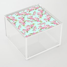 Pink & Mint Green Floral Acrylic Box