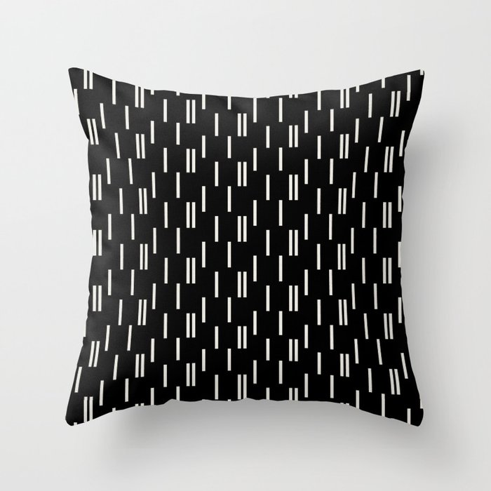 Minimal neutral offset strokes, abstract on black Throw Pillow
