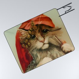 “Gypsy Cat with Fan and Scarf” by Maurice Boulanger Picnic Blanket
