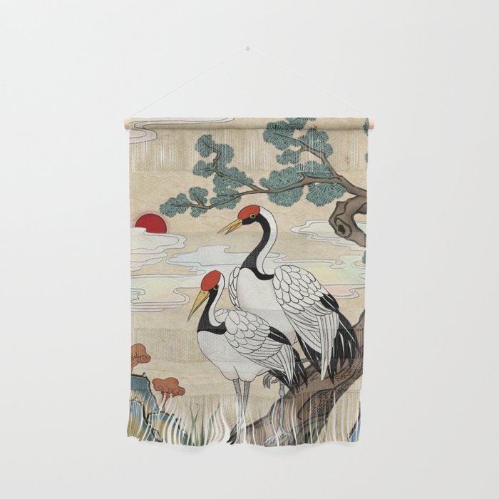 Minhwa: Pine Tree and Cranes B Type Wall Hanging