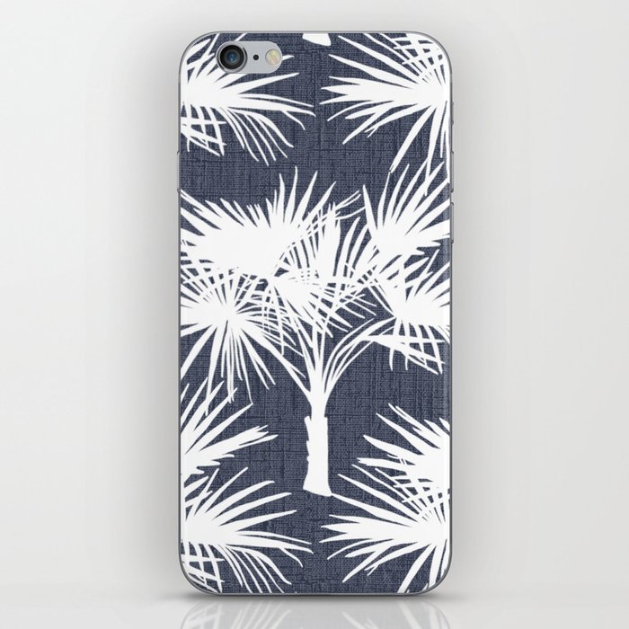 Palm Trees Retro Tropical White on Navy iPhone Skin