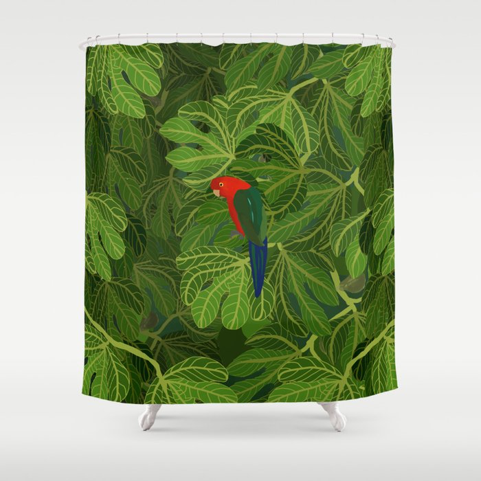 King Parrot in the Fig Tree Shower Curtain
