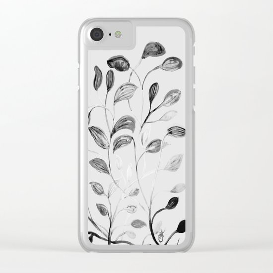 Red and Green Leaves! Romantic Silver Grey! Clear iPhone Case