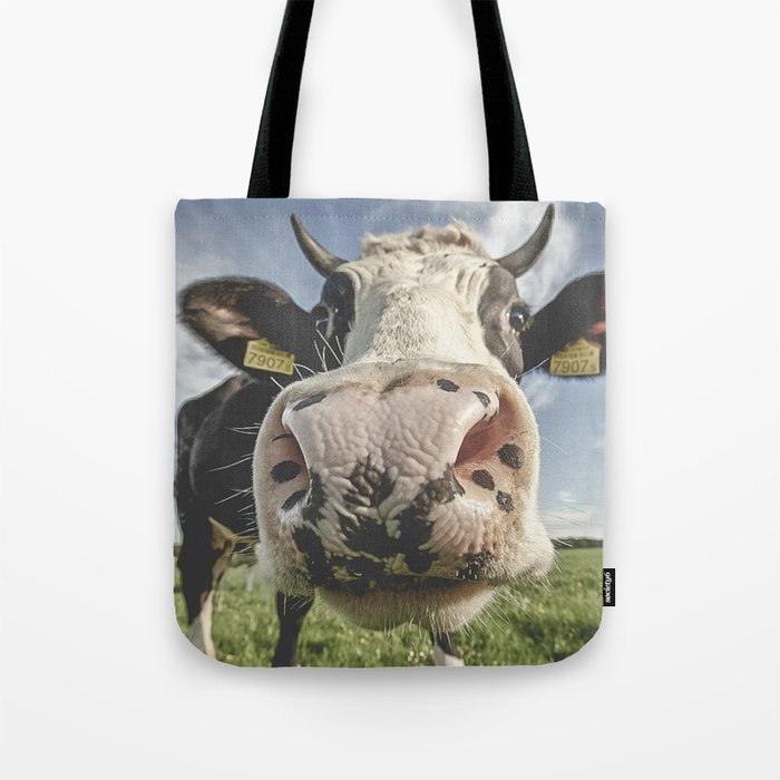 Inquisitive Cow Tote Bag