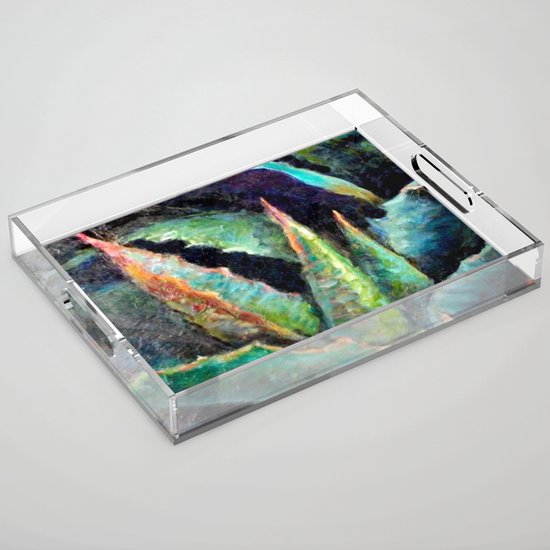 Agave Cactus Painting Acrylic Tray By Sharlesart Society6