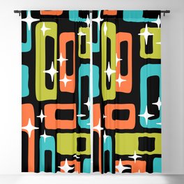 Retro Mid Century Modern Abstract Pattern 222 Googie Orange Chartreuse Turquoise Blackout Curtain
