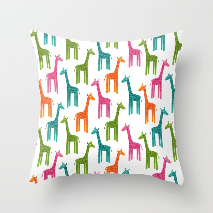 Giraffes-Multicolor Throw Pillow