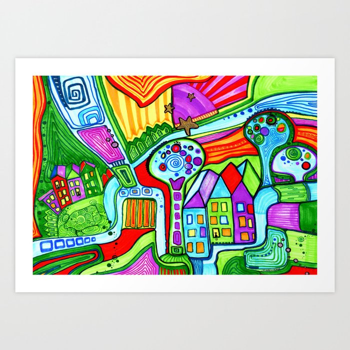 The city of bright colors Art Print