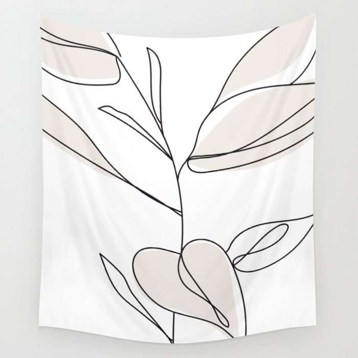 Fine Line Rubber Tree Drawing Wall Tapestry by AgataCreate Society6
