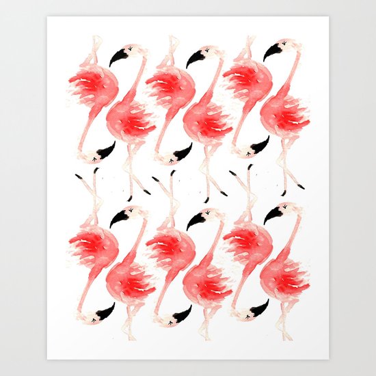 Flamingos! Art Print