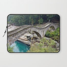 The Romantic Bridge, Ponte dei Salti, Lavertezzo, Switzerland River Verzasca photograph Laptop Sleeve