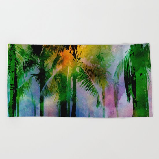 Tropical Sunset 2 Beach Towel