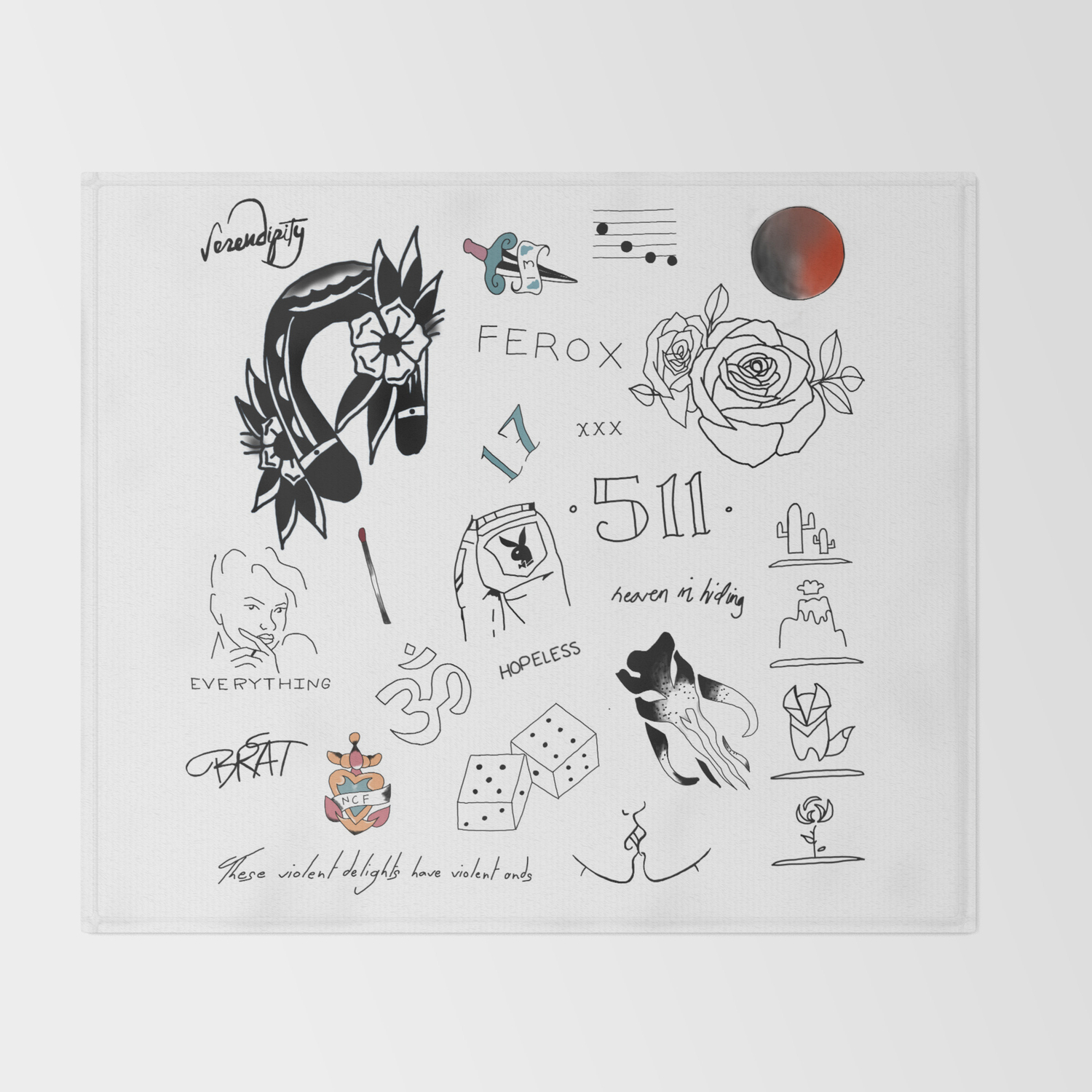 Halsey S Tattoos Throw Blanket By Judecas Society6