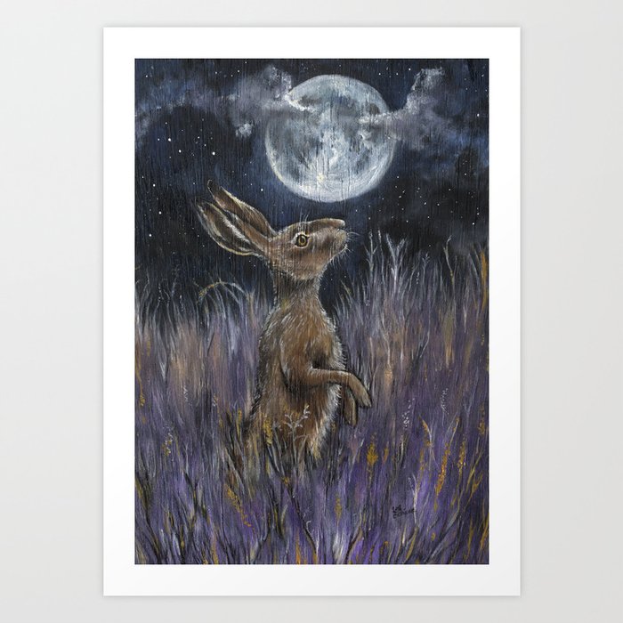 Supermoon Hare Art Print