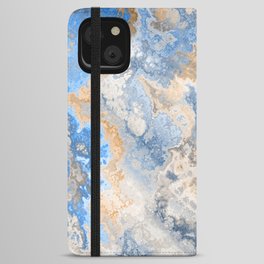 Dark Blue and Gray Liquid Ink Splash iPhone Wallet Case