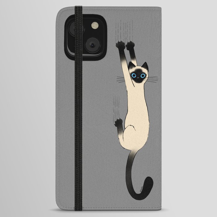 Siamese Cat Hanging On iPhone Wallet Case