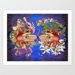 Octopus Floral Fantasy Art Print