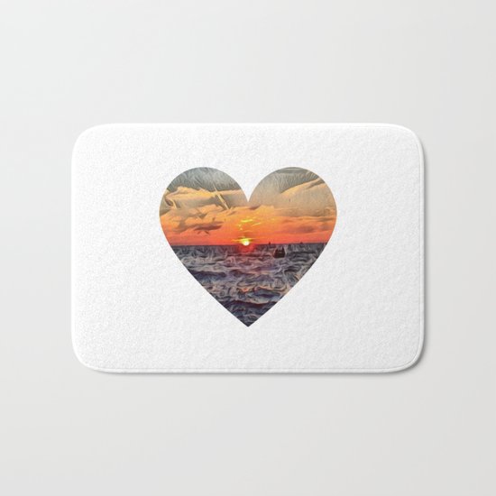 Sunset Heart Love (Valentine's Day Gifts / Girlfriend Valentine Gift) Bath Mat