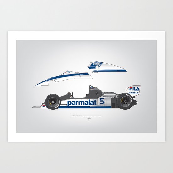 Outline Series N.º6, Nelson Piquet, Brabham BT-52 BMW, 1983 Art Print