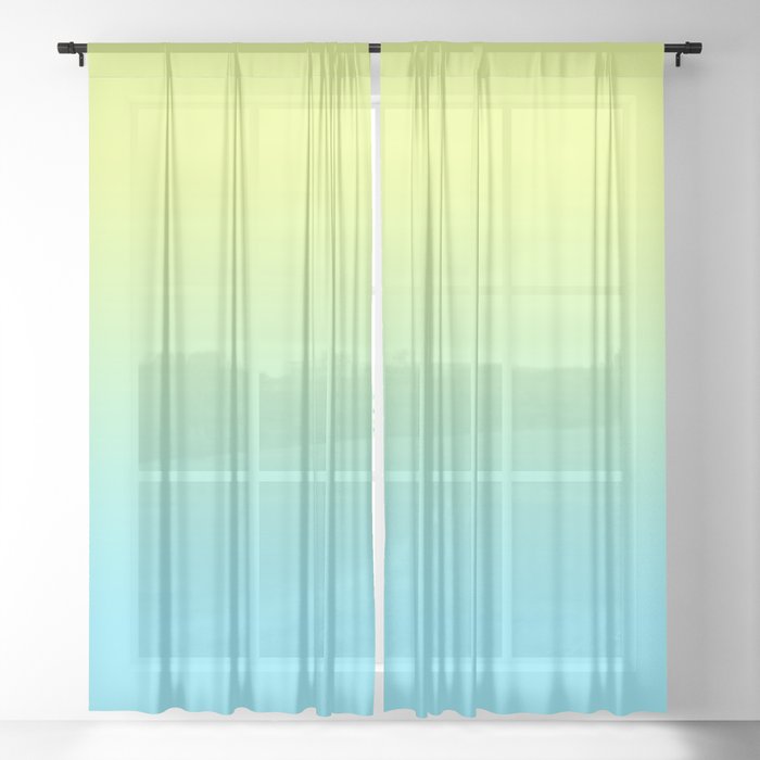 Yellow Sky Blue Ombre Sheer Curtain