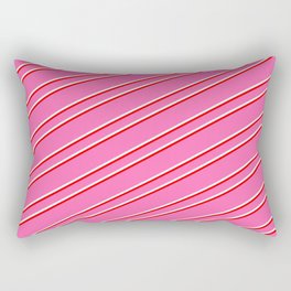 [ Thumbnail: Hot Pink, Mint Cream & Red Colored Lines/Stripes Pattern Rectangular Pillow ]