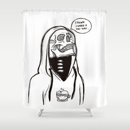Contemplating Skeleton Shower Curtain
