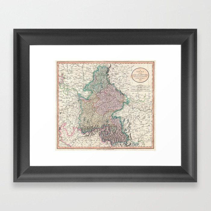 Vintage Map of Bavaria Germany (1799) Framed Art Print