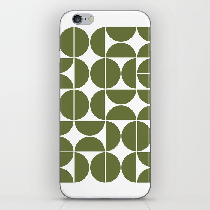 Mid Century Modern Geometric 04 Olive Green iPhone Skin