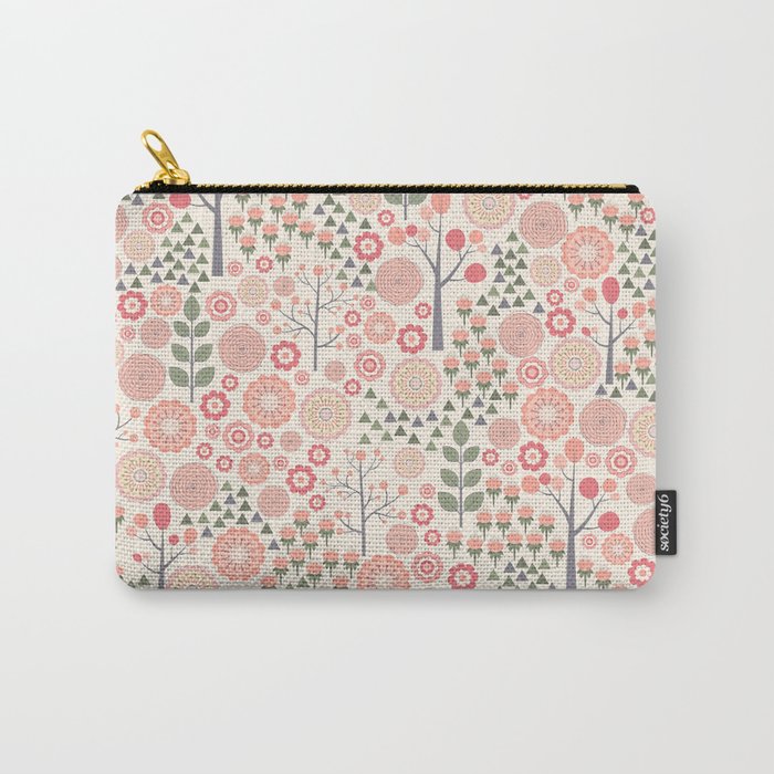Scandi Dense Floral Pattern Carry-All Pouch