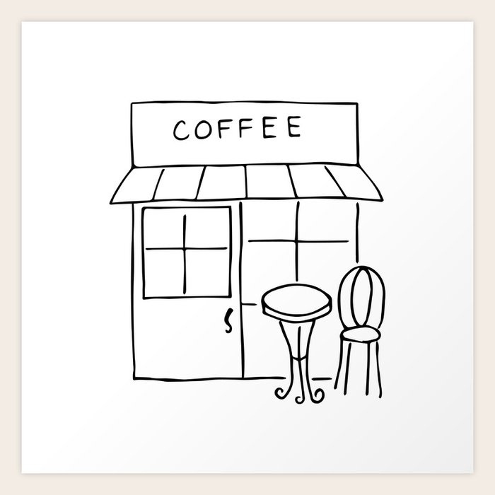 Little Coffee House Cafe Sketch Art Print By Stopthepresses Society6