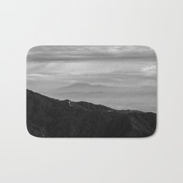 Hazy Ridge Bath Mat | Sanjacinto, Photo, Haze, Mountains, Valley, Digital, Ridge, Black And White, Clouds 
