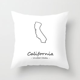 California State Minimal Map, California Map Outline Throw Pillow
