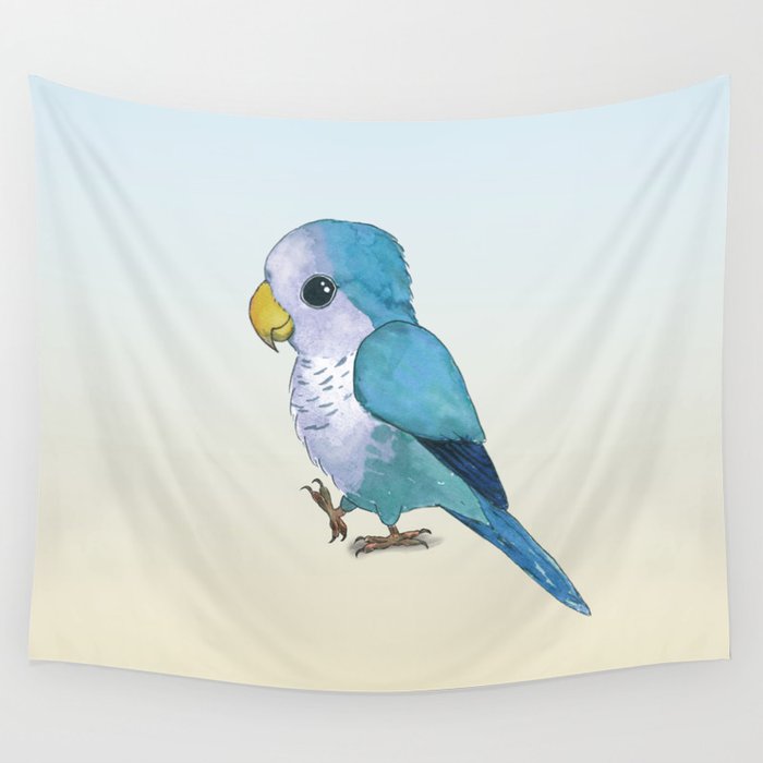 very cute blue quaker parrot Wall Tapestry by Bwiselizzy Society6