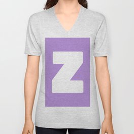 Z (White & Lavender Letter) V Neck T Shirt