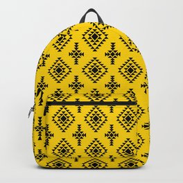 Yellow and Black Native American Tribal Pattern Backpack
