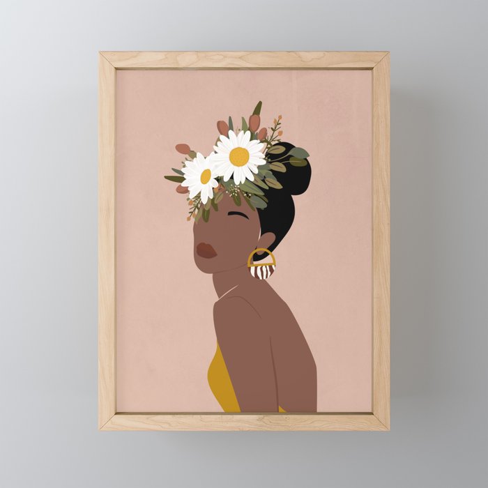 Flowers in her Hair Framed Mini Art Print