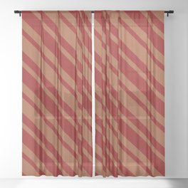 [ Thumbnail: Dark Red and Sienna Colored Lines/Stripes Pattern Sheer Curtain ]