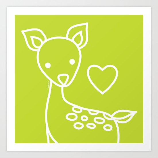 Green Deer Art Print