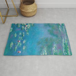 Blue Water Lilies, Monet, Art Print Area & Throw Rug