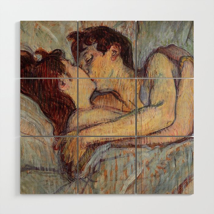 IN BED, THE KISS - HENRI DE TOULOUSE LAUTREC Wood Wall Art
