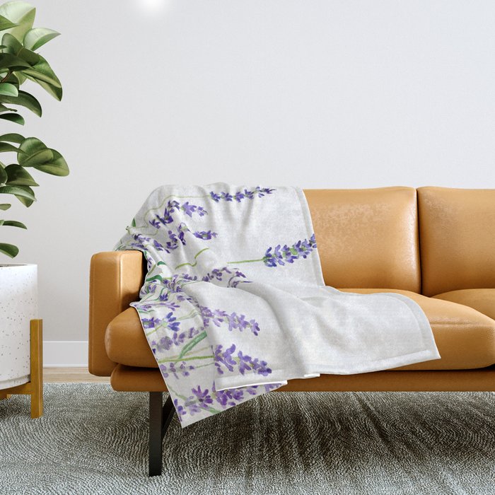 lavender watercolor horizontal Throw Blanket