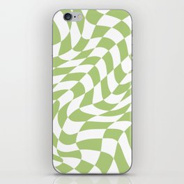 Wavy Matcha Green Checkered Print iPhone Skin