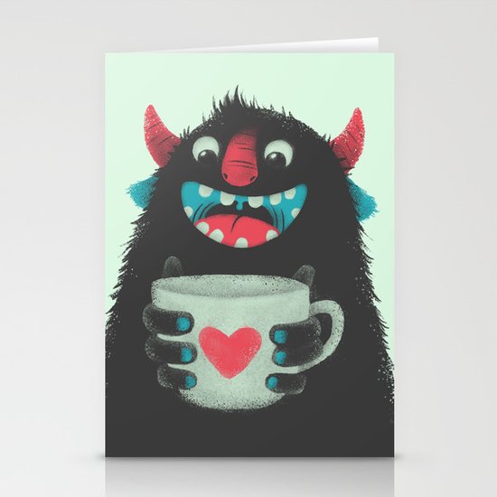 Demon with a cup of coffee Stationery Cards
