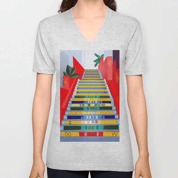 Rio de Janeiro, Selaron stairs V Neck T Shirt